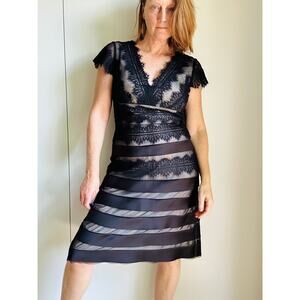 J S Collection Womens Cocktail Dress Black Size 10 Fitted Lace Sexy Party